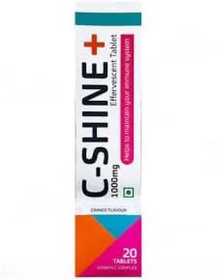 C-Shine Plus Effervescent Tablets, Orange Flavour, 1000mg, 20 Tablets